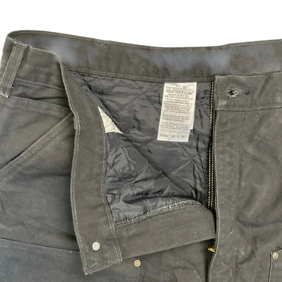 Carhartt B194 BLK Quilt Lined Sandstone Double Knee Work Pants 42x36 NWT VTG '08